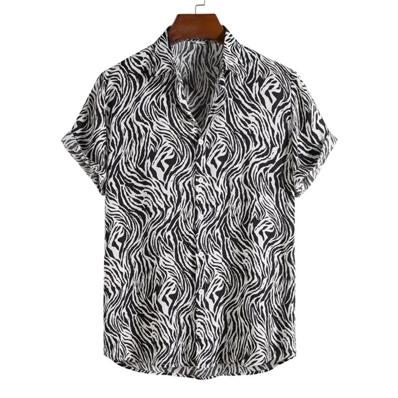 3D-gedrucktes Leopardenhemd für Herren, lässige Mode, Sommer, kurze Ärmel, Hawaii-Strandhemden, Persönlichkeit, Revers, Aloha-Knopfbluse_voghion.com