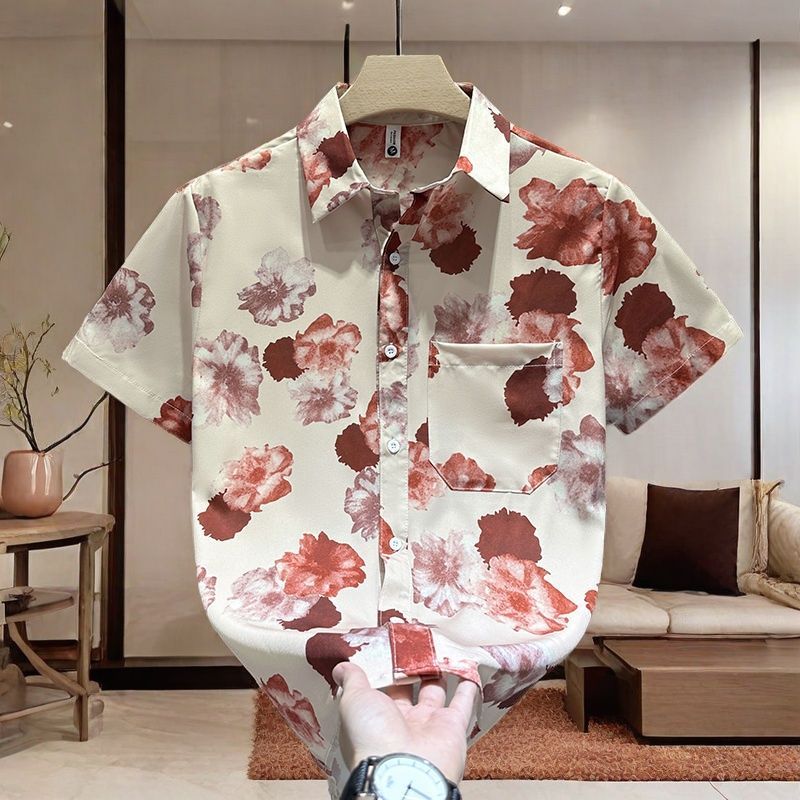 Kuerzärmlech Hemd Nei Amerikanesch Retro Hong Kong Stil Trend Loose Männer A Fraen Summer Casual Grouss Gréisst Hawaiian Hemd_voghion.com