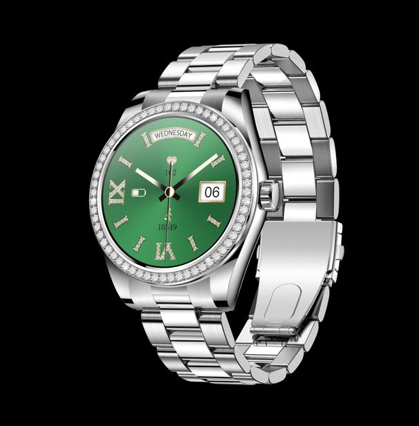 Cross Border I90 Smartwatch z modnym temperamentem dla kobiet, pulsometr AMOLED, telefon biznesowy Bluetooth, opaska 1,28_voghion.com