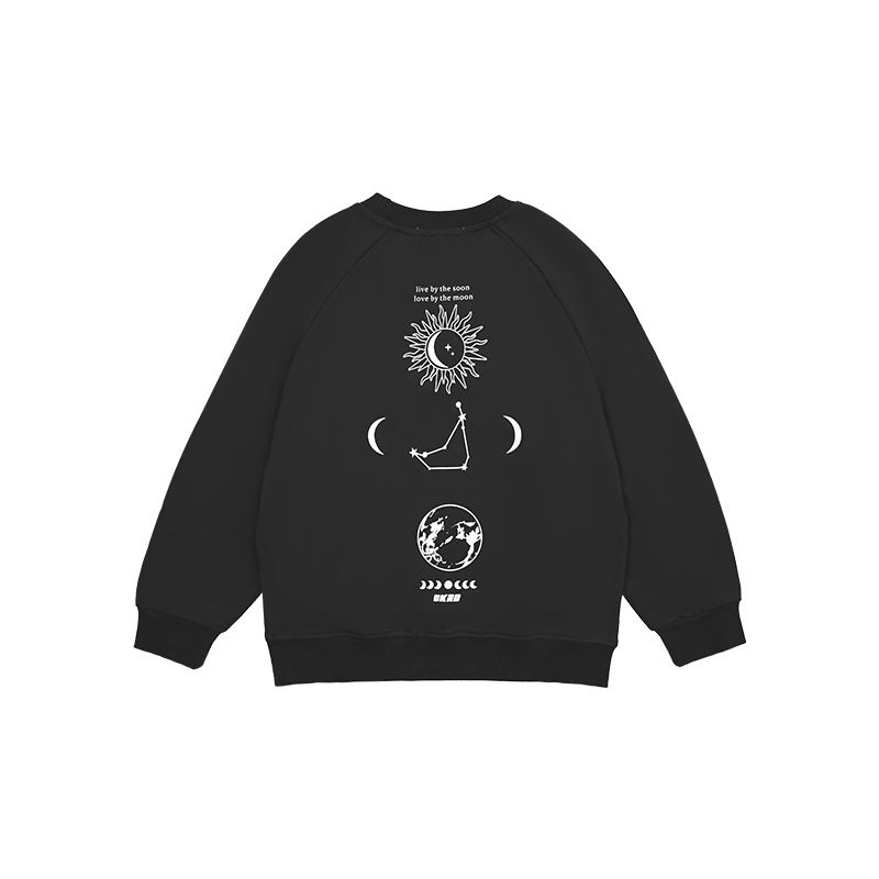 Kinderkleidung Frühling und Herbst Mädchen und Jungen Astrologisches Print Rundhals-Sweatshirt für große und mittelgroße Kinder Lockere Freizeitkleidung_voghion.com