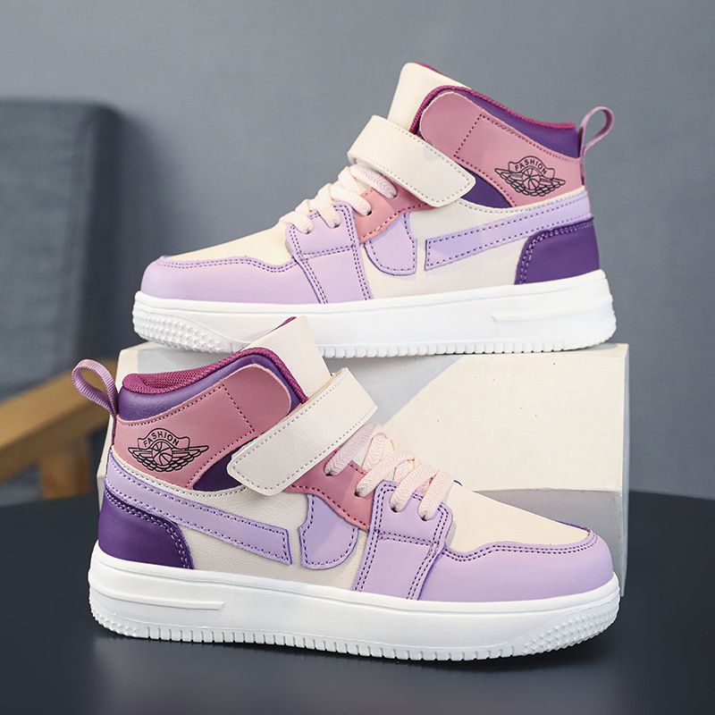 Kinderschoenen Nieuwe hoge kinderschoenen voor middelgrote en grote kinderen Lente en herfst Trendy merk Meisjes sportschoenen_voghion.com