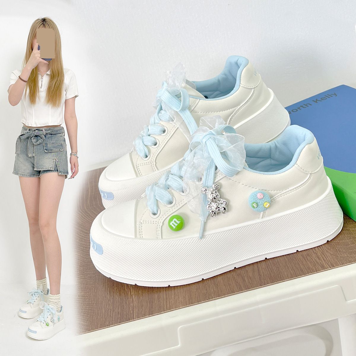 Women's Shoes Student Fashion Thick Bottom Leather White Shoes Korean Style Cute Tall Versatile Casual Sports Shoes For Women_voghion.com