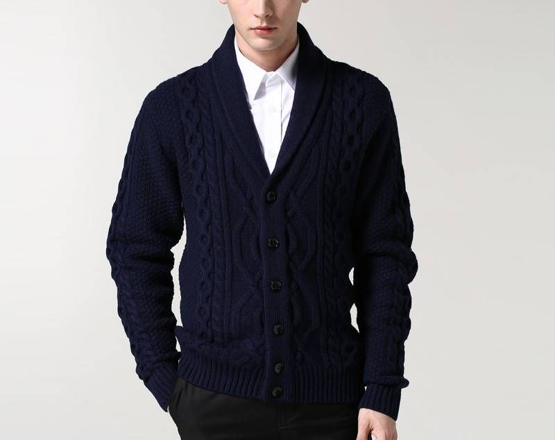 Cardigan casual in maglia da uomo – Maglione oversize autunno-inverno (grigio/blu/kaki, M-XXL)_voghion.com