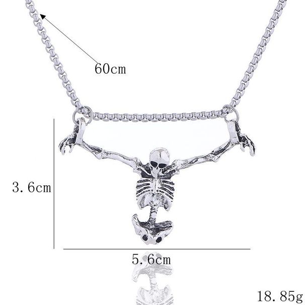 Nuovo arrivo: collana dal design unico di nicchia per uomini e donne, ciondolo con teschio scuro in stile hip-hop retrò drammatico_voghion.com