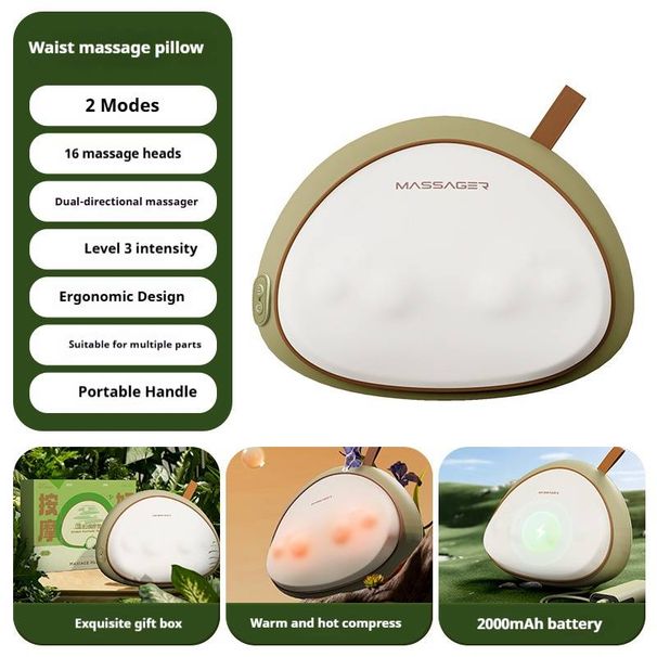 Multifunktionales Lenden- und Nackenmassagekissen mit Wärmetherapie – 6D-Shiatsu-Knoten zur Ganzkörperentspannung (einstellbare Intensität, tragbares Design)_voghion.com