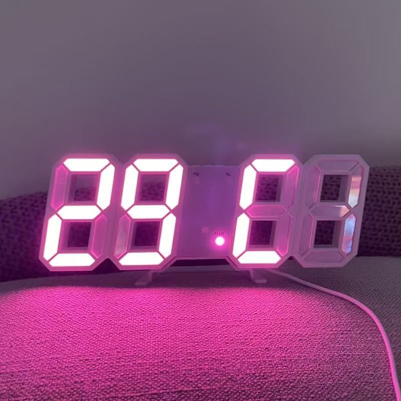3D Digital Alarm Clock, Home Desktop Clock, Wall-Mounted Entertainment Clock, High-End Creative LED Wall-Mounted Electronic Clock_voghion.com