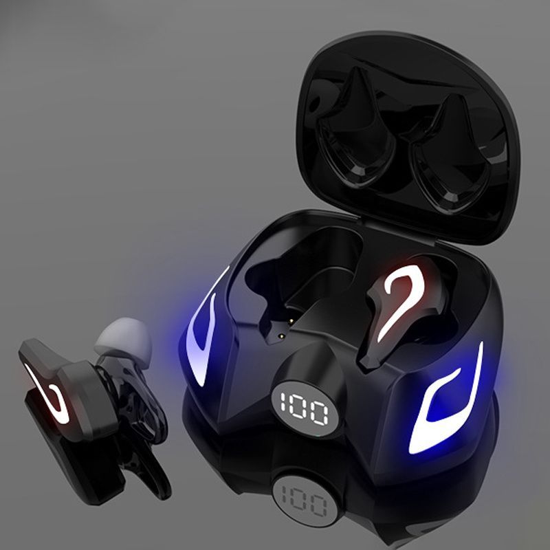 Gaming Wireless Headset Binaural Noise Reduction In-ear Music Headset Type-C Digital Display Colorful Ambient Light Cabin_voghion.com
