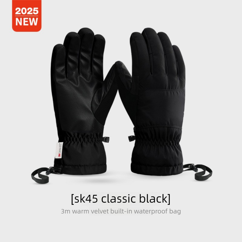 Ski Winter Warm Windproof Cold-proof Outdoor Cycling Touchscreen Fleece Lined Thickened Waterproof Fingerless Gloves_voghion.com