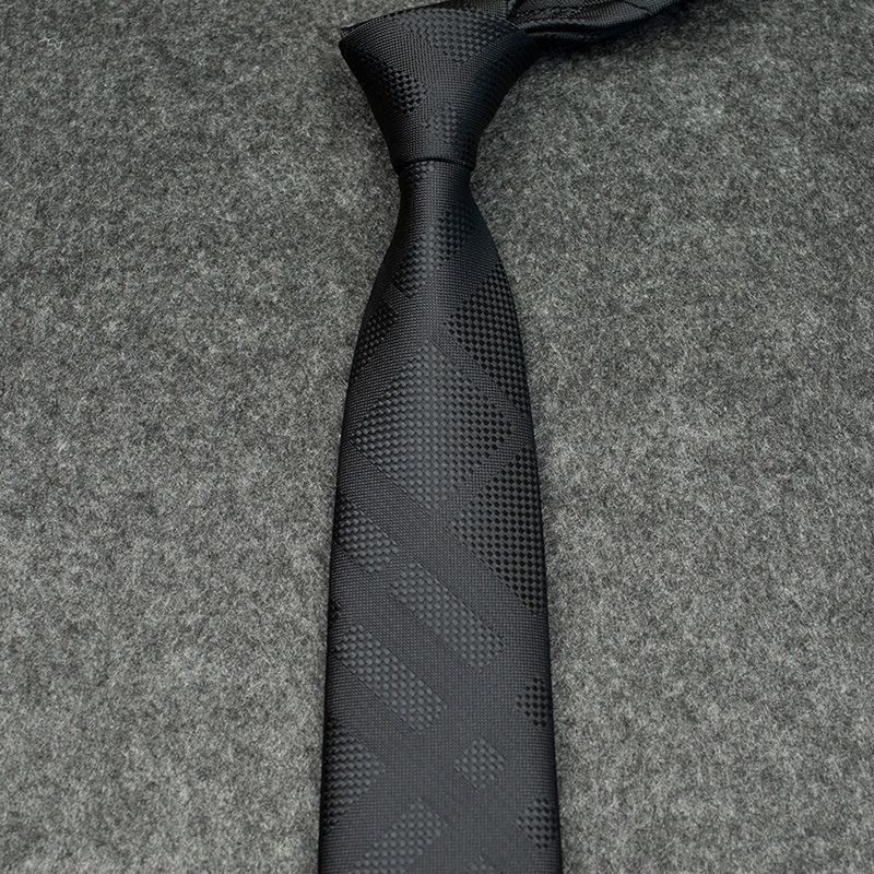 Cravates et mouchoirs pour hommes, carreaux noirs, vêtements de cérémonie, mariage d'affaires, travail étudiant, cravate décontractée pour hommes_voghion.com