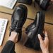ShoeVault Square Toe Leather High-End Thick-Soled Korean Style, Niche Design, Black Loafers For Men, Summer Trendy_voghion.com