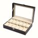 Leather Watch Box Display Suitable For Velvet Storage Box Transparent Window 12 Jewelry Packaging Box_voghion.com