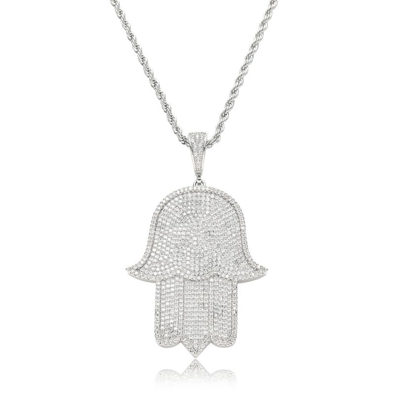 Unisex Hip Hop Hand der Fatima Halskette Vollzirkon Temperament Persönlichkeit Mode Anhänger Halskette_voghion.com