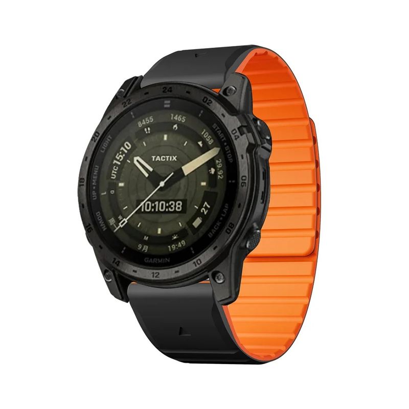 Velegnet til Garmin Fenix ​​7X/6/5 Tactix kontrastfarvet silikone magnetisk løkkerem_voghion.com