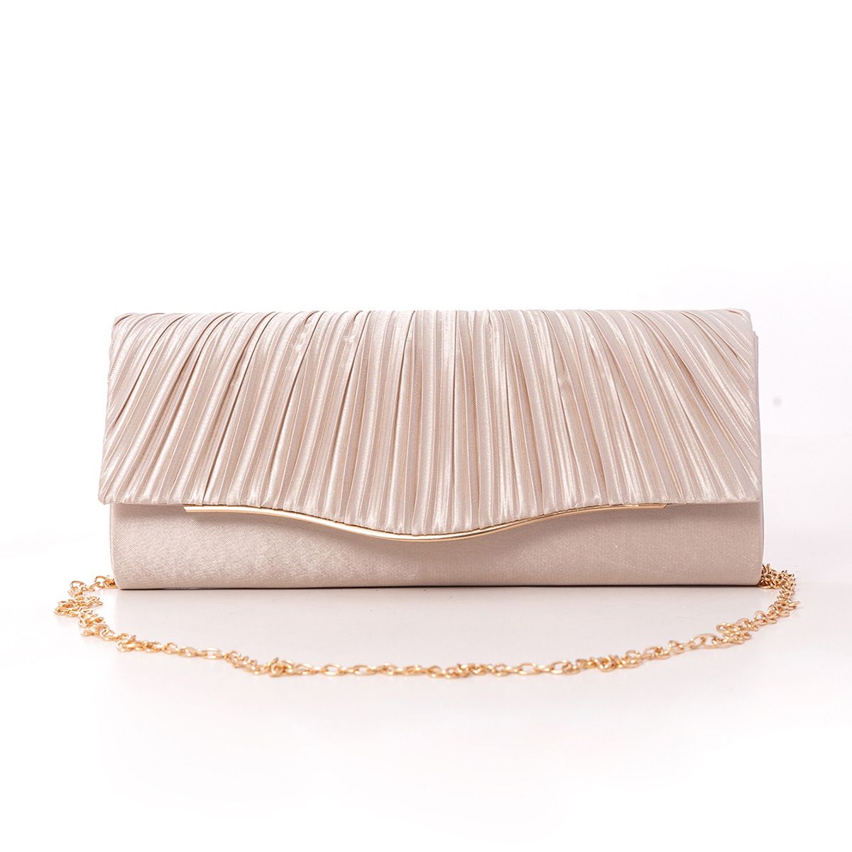 Women's Bags New Fashion Clutch Satin Pleated All Match Evening Dress Cheongsam Banquet Bag Temperament Simple Chain Crossbody Bag_voghion.com