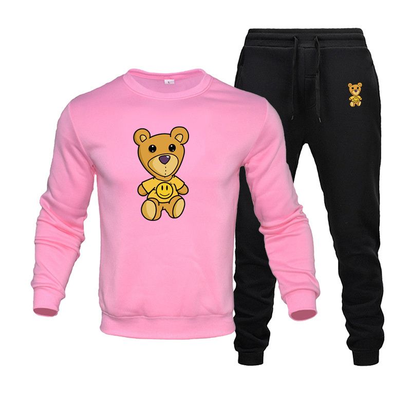 New men's women's loose round neck hooded wool Sweatshirt+trousers suit hooded Sportswear jogging clothes Unisex_voghion.com