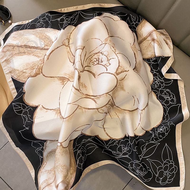 2023 New Korean Printed Simulated Silk for Women's Dual Use Style Scarf Fashion and Warm Scarf, Sunscreen Shawl_voghion.com
