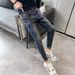 Jeans for Men's Spring and Autumn New Elastic Slim Fit Small Feet Trendy Brand Pi Shuai Conical Casual Pants_voghion.com