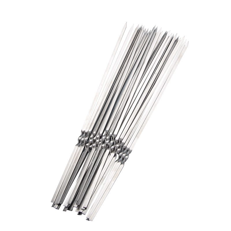 50pcs Skewers 50 Pcs Flat Skewers Household Kebabs Meat BBQ Tools Outdoor Grilling Needles Thickened Stainless Steel _voghion.com