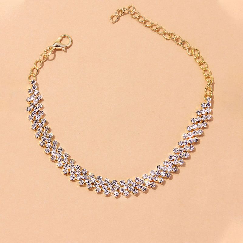 Neues Diamant-Strass-Fußkettchen für Damen, einfacher Diamant-Kreuz-Knöchelschmuck_voghion.com