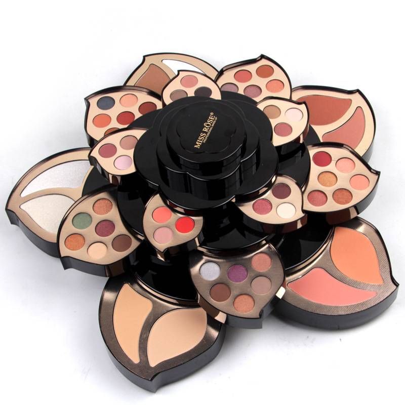Roterend make-uppalet - 18-in-1 oogschaduw- en lippenstiftset, klaar om cadeau te doen met spiegel en kwast, dierproefvrij en geschikt voor op reis_voghion.com