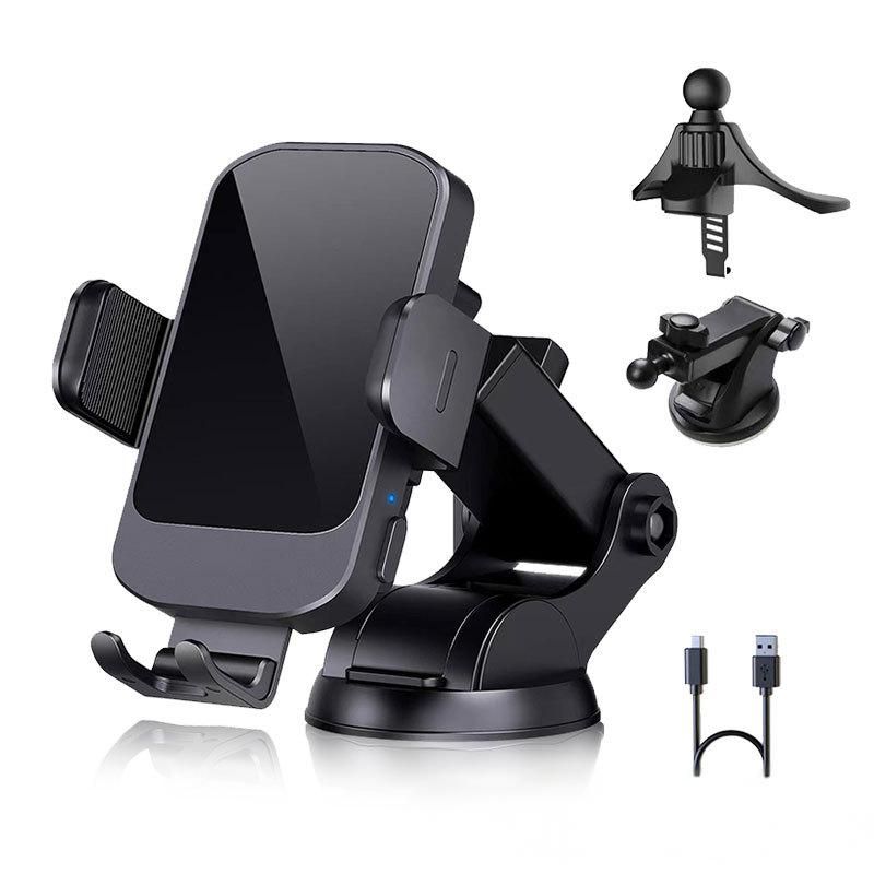 Caricabatterie wireless rapido per auto da 15 W per telefono - Supporto magnetico universale per bocchette dell'aria con bloccaggio automatico e ricarica Qi (nero/oro/argento)_voghion.com