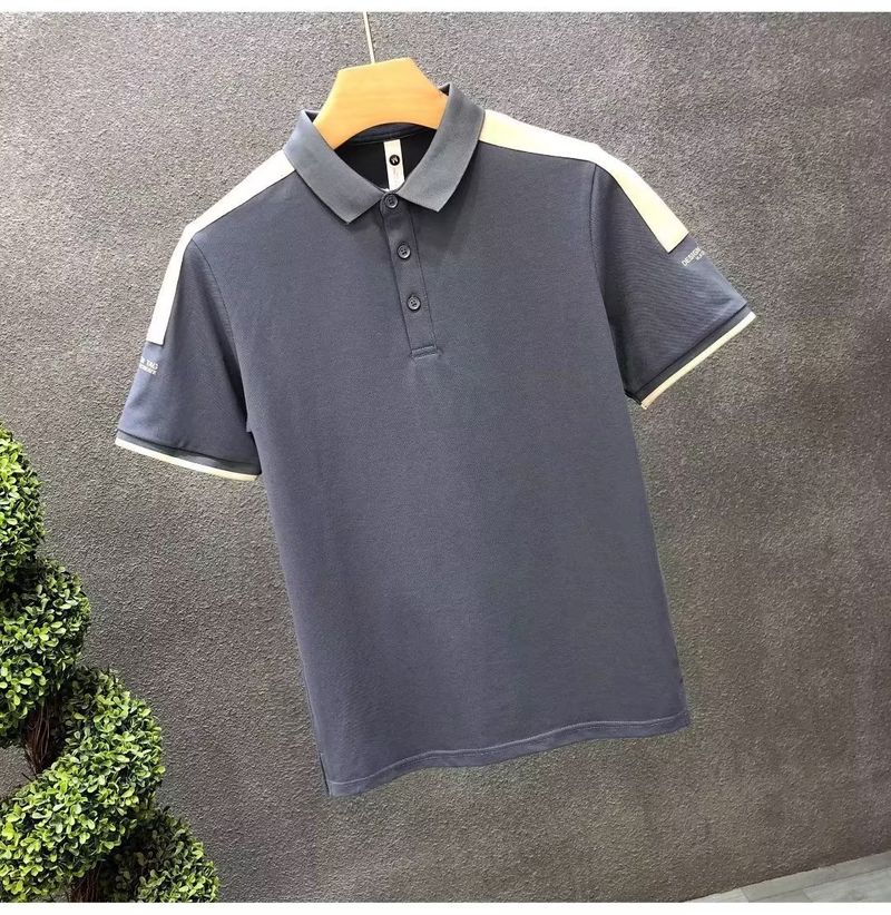 2024 Summer Color Block Collar Shor Sleeve Polo Shir Brand Slim Fi Korean Ediion Trendy Pi Shuai Casual Men's_voghion.com