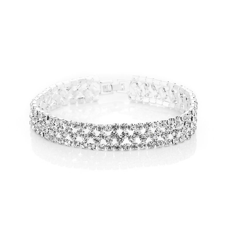 Set di gioielli da sposa - Collana, orecchini e bracciale in argento sterling con diamanti, regalo di nozze da 3 pezzi_voghion.com