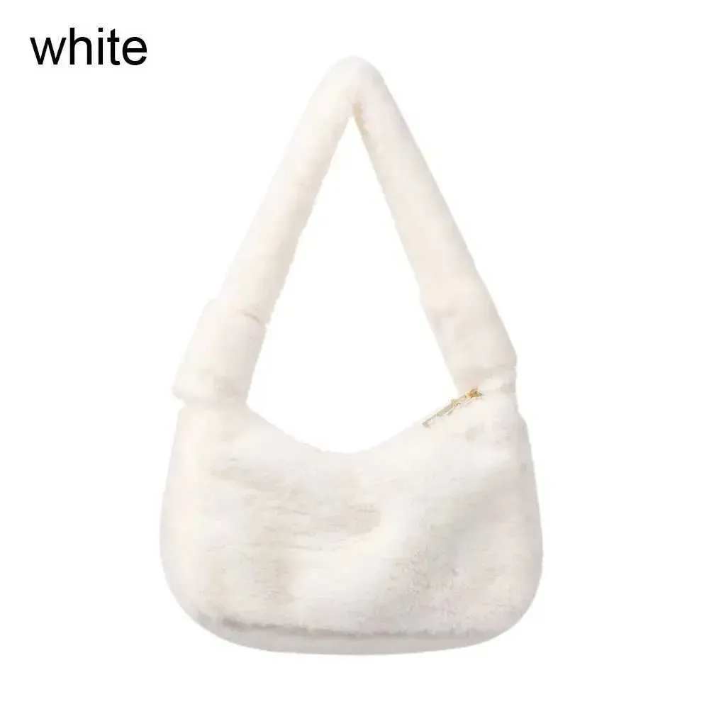 Fi Wen mini apavu sieviešu ziemas plīša apakšas soma vienkrāsaina pūkaina rokassoma mazs maks Y241026_voghion.com