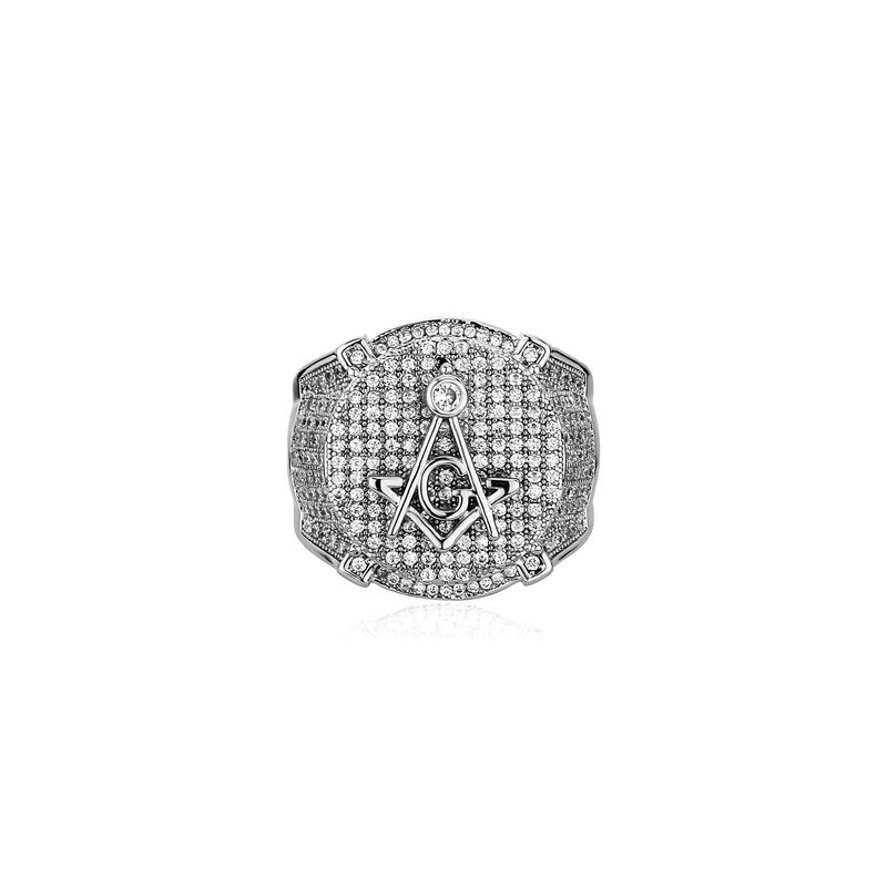 Jin'ao Jewelry AG Freemason Letter Ring, Genuine Gold Plated With Zircon, Personalized Hip Hop Male Ring_voghion.com