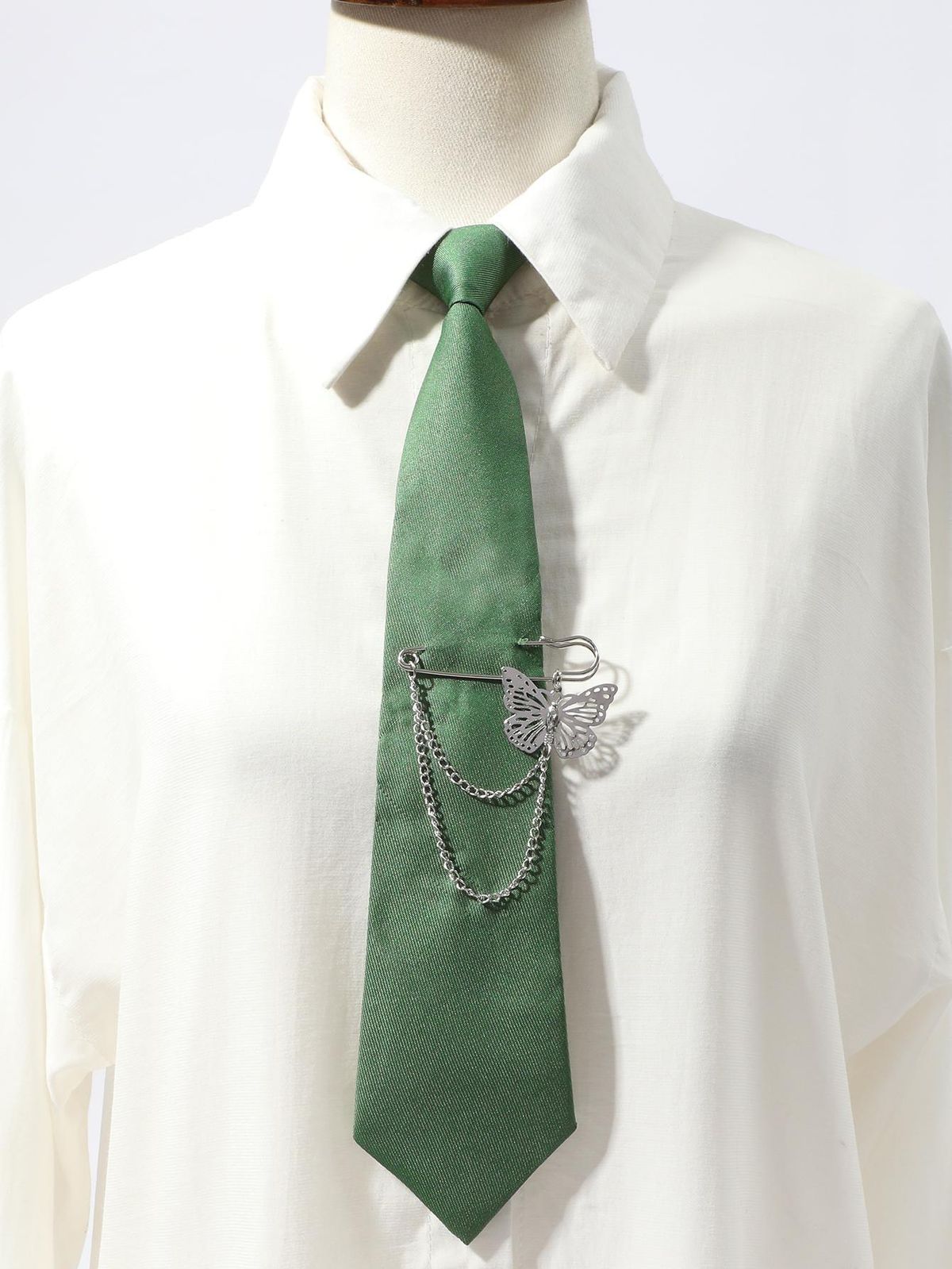 Cravatta JK nera senza perforazione con fibbia a farfalla originale transfrontaliera, stile college abbinato, per donna_voghion.com