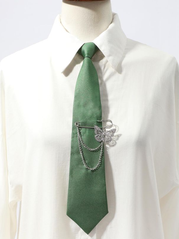 Cravatta JK nera senza perforazione con fibbia a farfalla originale transfrontaliera, stile college abbinato, per donna_voghion.com