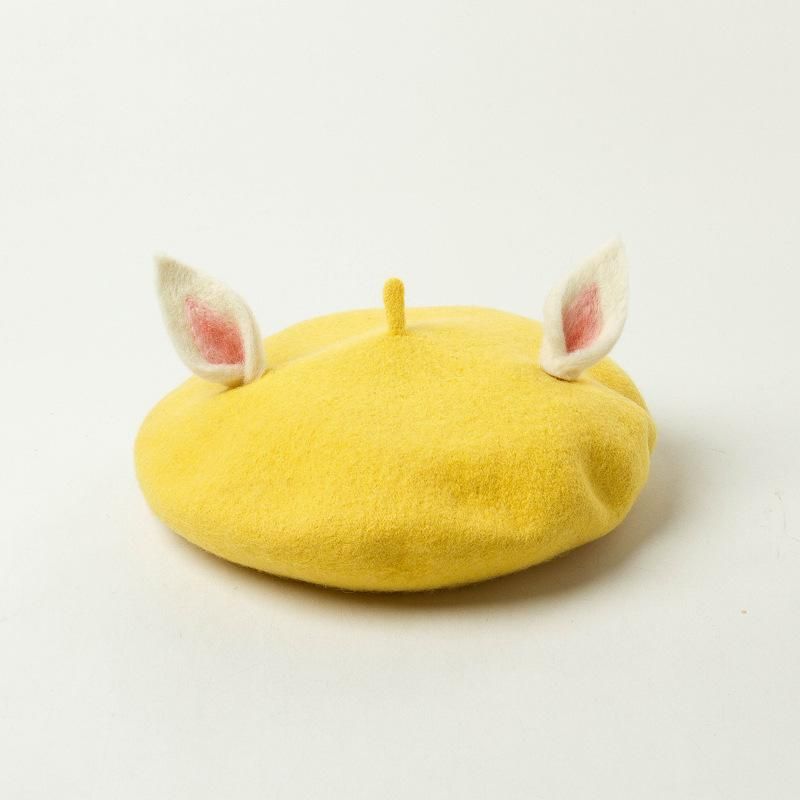 Újdonságok Új téli női aranyos fülű rózsaszín barett festő sapka Vintage Bonnet Gorras női kalap női boina_voghion.com