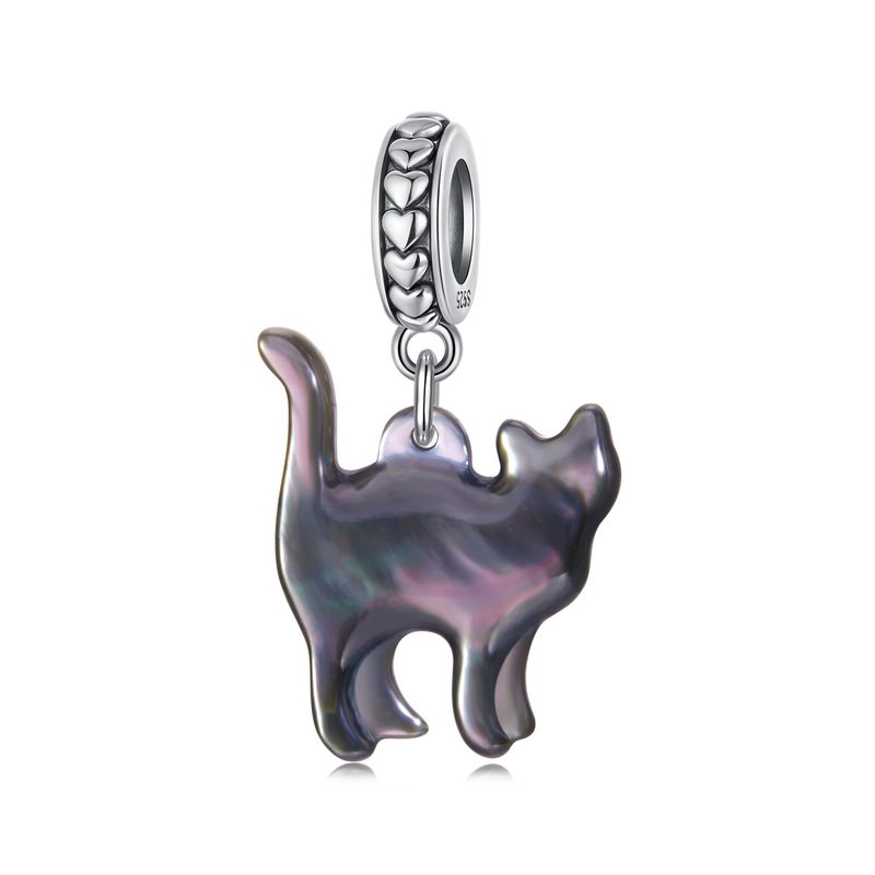 Ciondolo a forma di gatto nero in argento sterling_voghion.com
