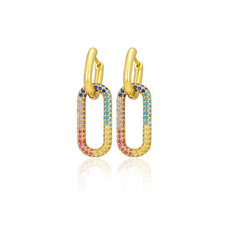 Accessories Fashion Personality Colored Zircon Heart Hollow Pendant Earrings Female Oval Design Exquisite Earrings_voghion.com