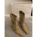 Boots 2025 Women's New Autumn And Winter Retro Square-toed Women's Chunk-heeled Wide-leg Boots_voghion.com