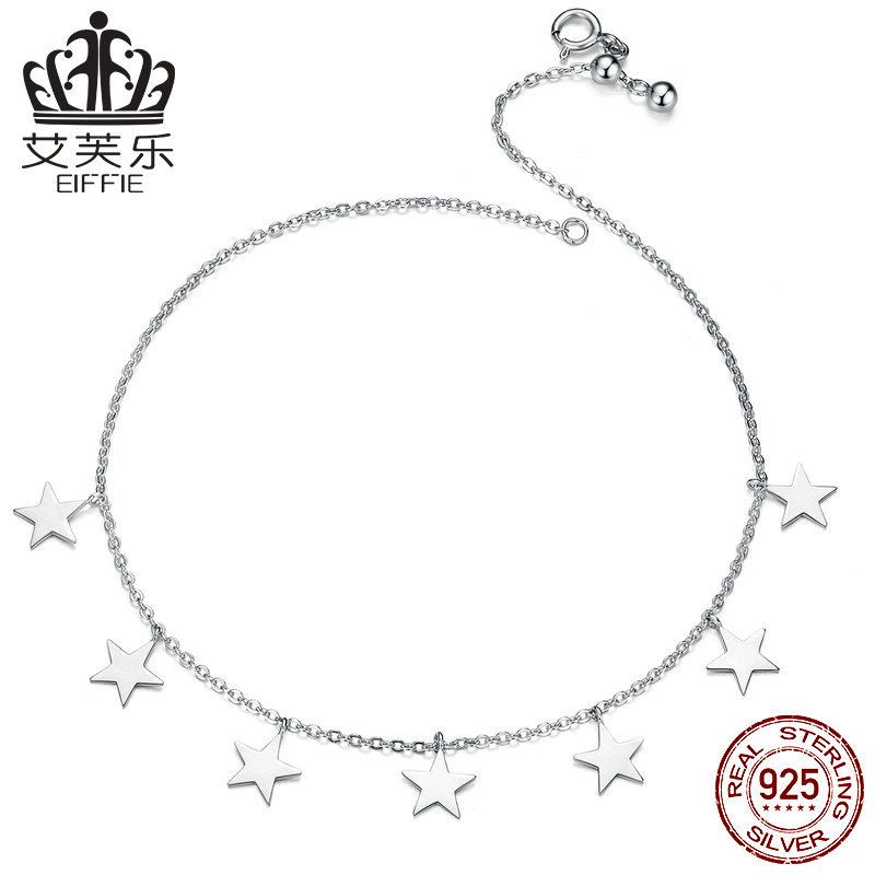 Aifule - Cavigliera con stella marina estiva in stile coreano, per donna, in argento puro, per le vacanze al mare_voghion.com