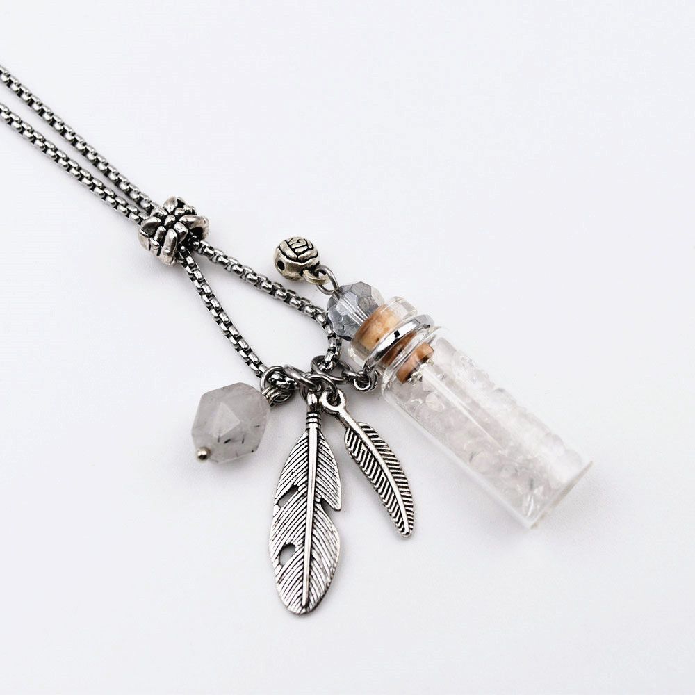 Collana con ciondolo in bottiglia di vetro, diffusore di cristallo per aromaterapia con olio essenziale ricaricabile, collana con ciondolo in profumo_voghion.com