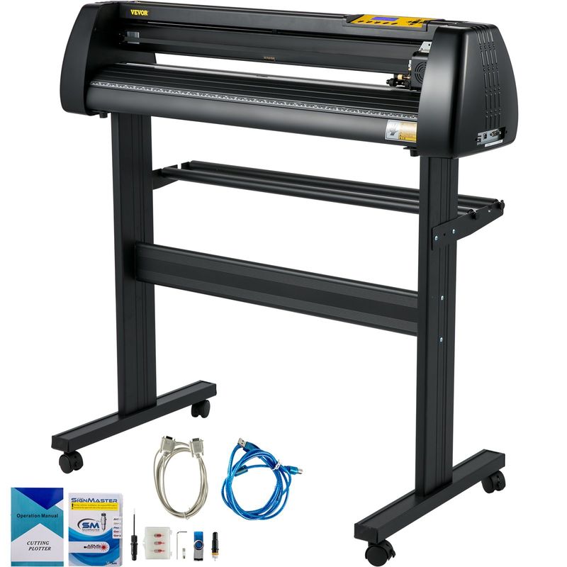 Vinyl Cutter Machine 34 Inch Paper Feed Cutting Plotter Bundle Adjustable Force & Speed Vinyl Printer, LCD Display Windows Compatible Sign Making kit _voghion.com