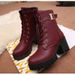 New winter Martens boots for women with round head thick soled waterproof platform high heels lace-up and fleece mid-calf boots_voghion.com