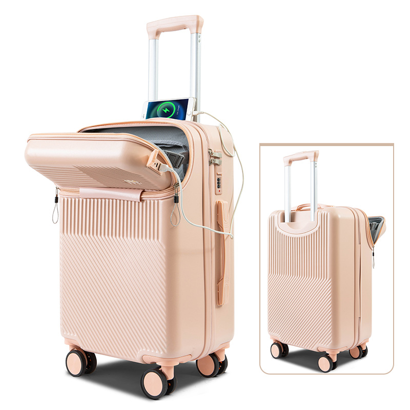 Front Open Luggage Women's Multi-function Boarding Box Combination Box Multi-wheel Large Capacity Suitcase_voghion.com