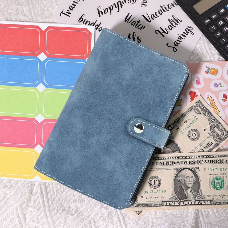 Carnet de notes A6 en cuir synthétique de qualité supérieure avec 12 pochettes zippées, feuilles budgétaires, autocollants et agenda mensuel – Organiseur élégant et fonctionnel._voghion.com
