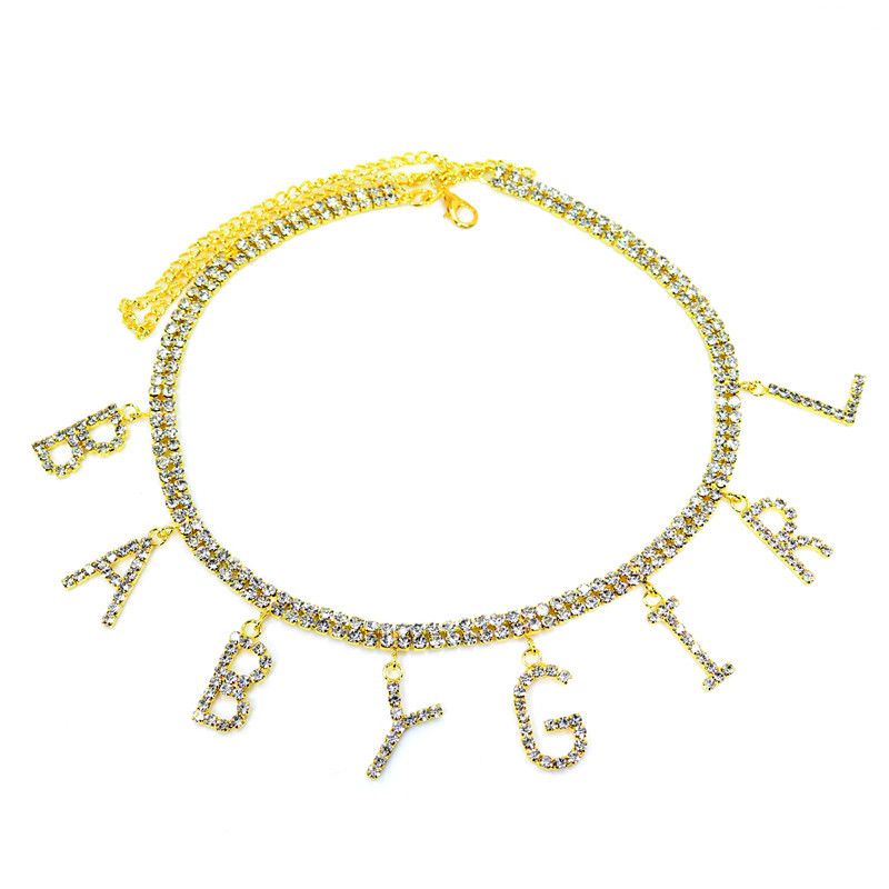 New accessory BABYGIRL niche design collarbone chain rhinestone letter necklace choker_voghion.com