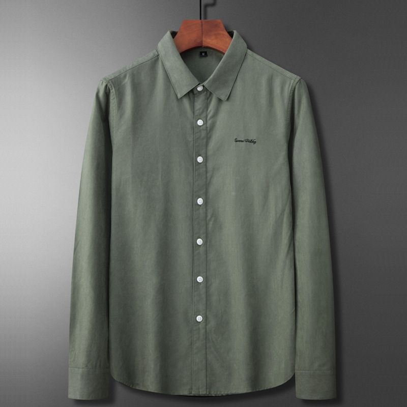 Light luxury and high-end long sleeved new trend, youth slim fit, non ironing embroidered for men's casual size shirt_voghion.com