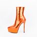 Pointed Toe Laser Patent Leather Waterproof Platform Short Stiletto High Heel Bare Performance Stage Show Elastic Boots_voghion.com