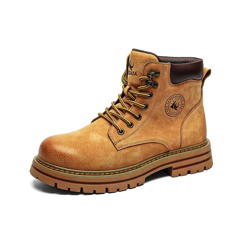 Botas masculinas Martin Boots Retro Tooling com sola grossa em couro e ruibarbo_voghion.com