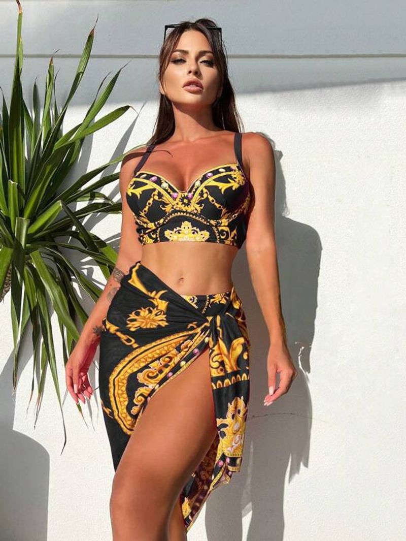 Maillot de bain trois pièces pour femmes, sexy, couverture, bikini, dos mince, beauté extérieure, nouvelle collection_voghion.com