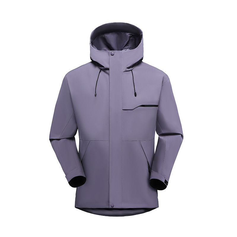 Chaqueta impermeable unisex con capucha, cortavientos y ligera, ideal para senderismo, acampada y trekking. Con puños ajustables._voghion.com