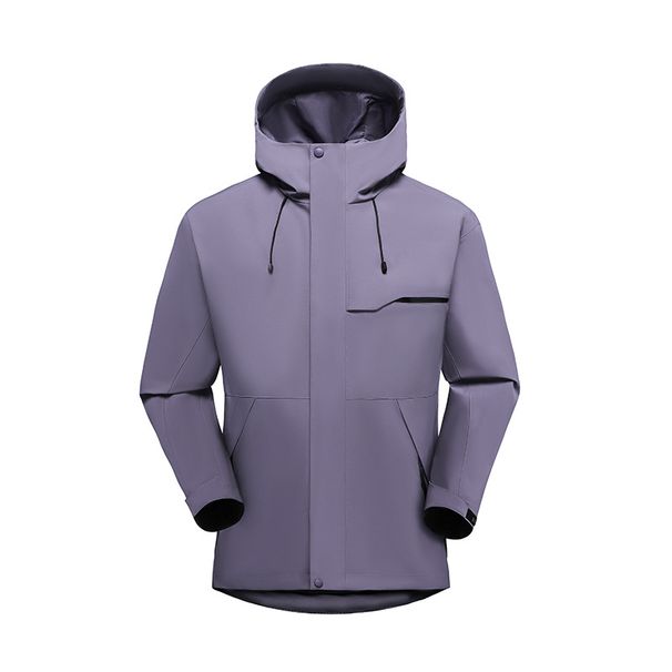 Chaqueta impermeable unisex con capucha, cortavientos y ligera, ideal para senderismo, acampada y trekking. Con puños ajustables._voghion.com