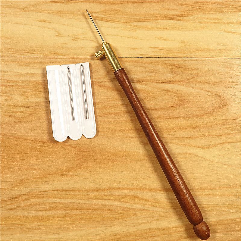 1Pcs Beechwood Handle 3Pcs Needles French Embroidery Crochet Hook Front And Back Beaded Sequin Crochet Hook_voghion.com