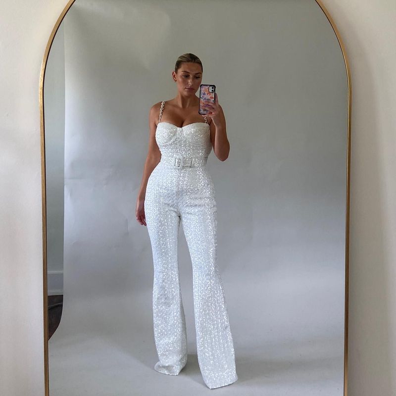 Damenbekleidung Mode Sexy Kette Gürtel Pailletten Kleid Frauen_voghion.com